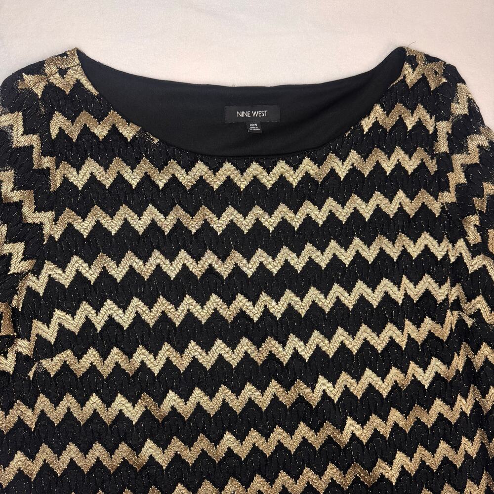Nine West Chevron Black Gold 22W Dress - Picture 2 of 7